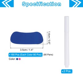 PATIKIL 80 Pairs Sports Eye Black Stickers, Under Eye Black Strips Football Face Stickers Breathable Eyeblack Sticker with 2 Pcs White Pencil for Baseball Fans on Game Day, Blue, Pink