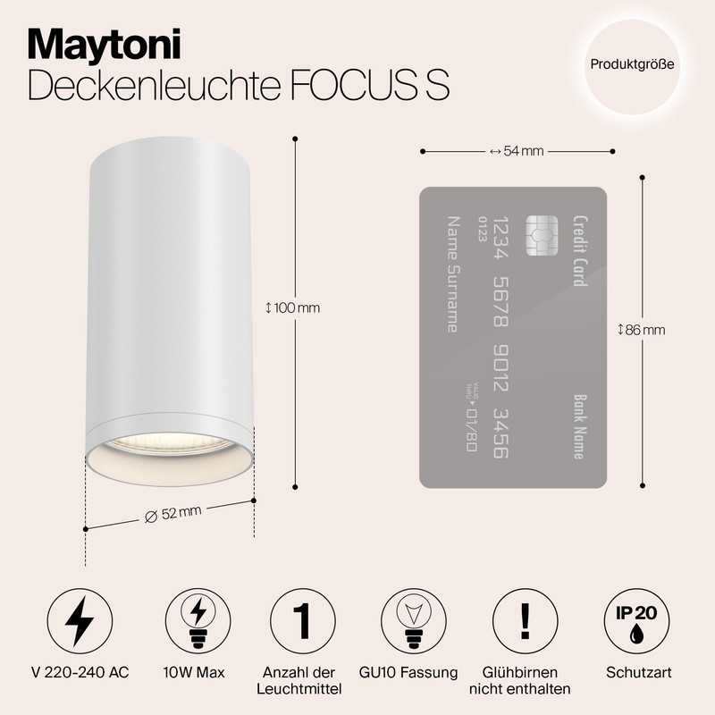MAYTONI DECORATIVE LIGHTING Focus S Modern Ceiling Spotlight Aluminium Recessed