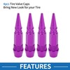 ABSOPRO Purple Aluminium Tire Valve Stem Cap, 13mm, 4 Pack,
