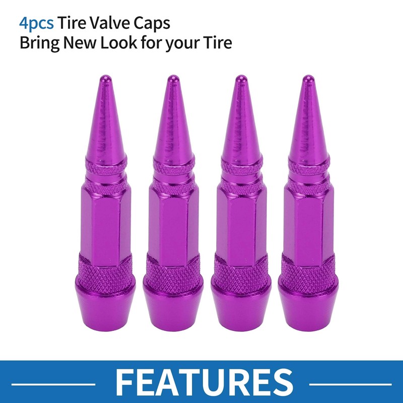 ABSOPRO Purple Aluminium Tire Valve Stem Cap, 13mm, 4 Pack,