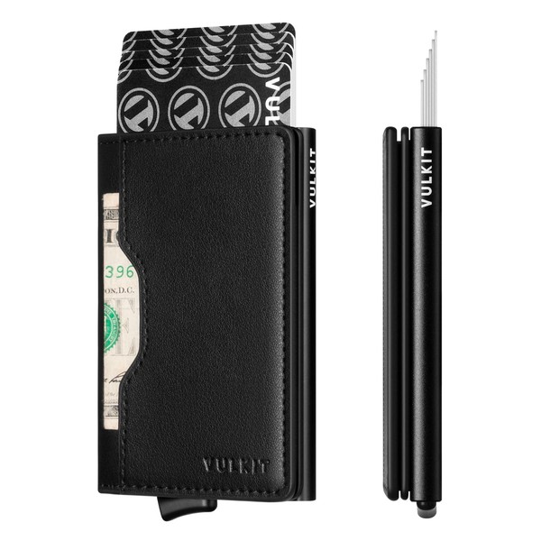 VULKIT Pop up Wallet Credit Card Holder with Leather Slots