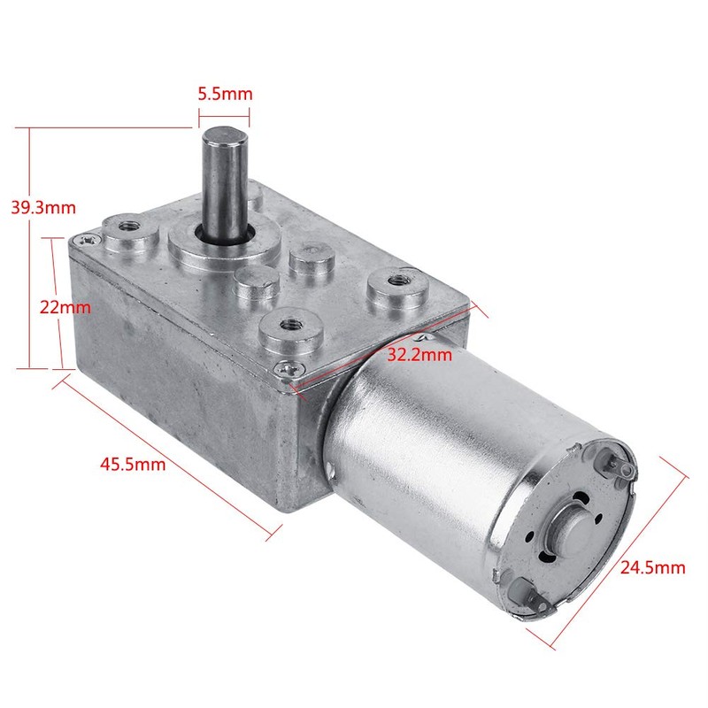 12V DC Motor, 20RPM High Torque Worm Geared Motor CW/CCW