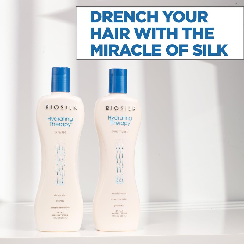 Biosilk Hydrating Therapy Shampoo & Conditioner, Replenishes Hair Moisture &