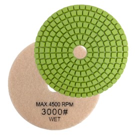 HXIN Diamond Wet Polishing Pads 4" 100mm for Buffing on Granite Marble Stone Concrete Tile Ceramic Floor Smoothing renovate Removing Marks with Nylon Backing (1, 3000 Grit)