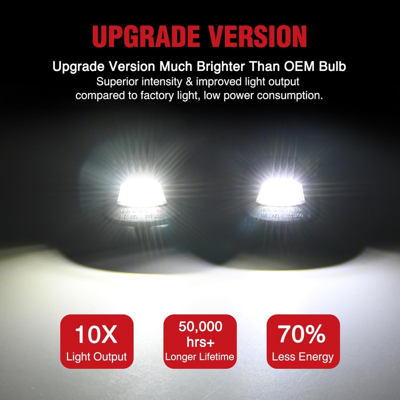 Nilight License Plate Lights Compatible with 1997 1998 1999 2010