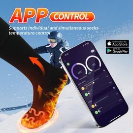 Heated Socks for Men Women with APP Control 7.4V 6000mAh 17H Heat Socks 10s Fast Heating Rechargeable Skiing Socks 5-Level Temperature Washable Electric Foot Warmers for Hiking Camping Orange M
