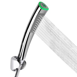HOMEWELL LED Handheld Shower Heads w/Temperature Display Screen- Water Powered Light to Read Celsius Special for Skin Health, Child and Pet Shower- w/79'' Stainless Steel Hose - Luxury Chrome