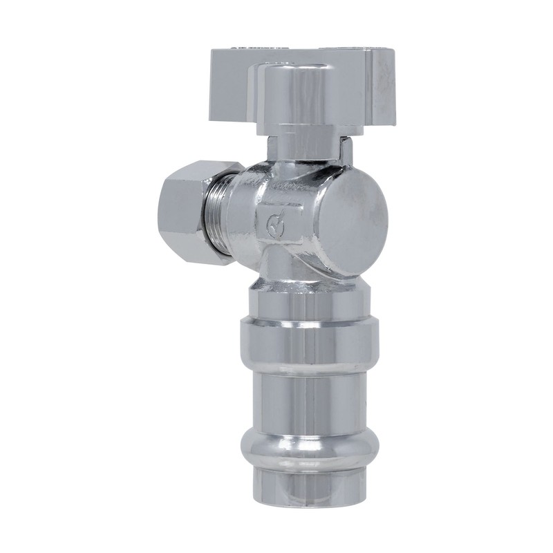 1/4 Turn Angle Stop Valve, 1/2" Press x 3/8" OD