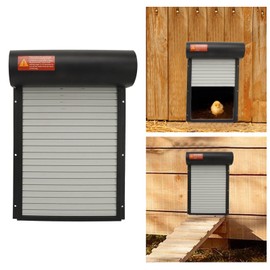 Automatic Chicken Coop Door, Metal Solar Opener Tool for Goose and Duck Farm, Roller Blind for Chickens, Ducks, Geese, Countdown Timer (Black)