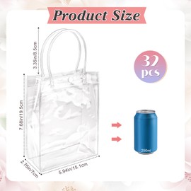 WhizToys 30 PCS Transparent Party Favour Clear Plastic Gift Bags with Handles, 5.9 x 7.9 x 2.8 Inches, Clear Mini Tote Goodie Bag Bulk PVC Plastic Bags with Handles for Gifts Weddings Birthdays