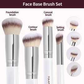 MAANGE Set de Brochas de Maquillaje 4 Piezas Brochas de Maquillaje Profesional Brocha para Base de Maquillaje con Caja de Regalo(Blanco)