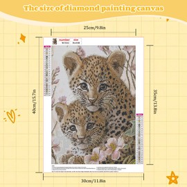 NEWENMO Cute Leopards Diamond Painting Kits for Adults,5D Panther Diamond Art Kits,DIY Animal Full Drill Crystal Embroidery Gifts,Diamond Art Craft,for Living Room Home Decor - 30x40cm