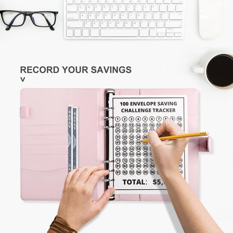 ChillyFar Money Saver Budget Binder Book with Pouches, 100 Envelope