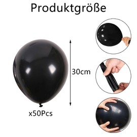 Ovanda 50 Stück Metallic Schwarze Luftballons Geburtstag,12 Zoll Schwarze Ballons,Geburtstag Luftballon Girlande Luftballons Schwarz Luftballons Hochzeit Party Deko Schwarz Casino Deko