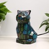 SYLW Tiffany Cat Lamp Blue and Green Stained Glass Animal