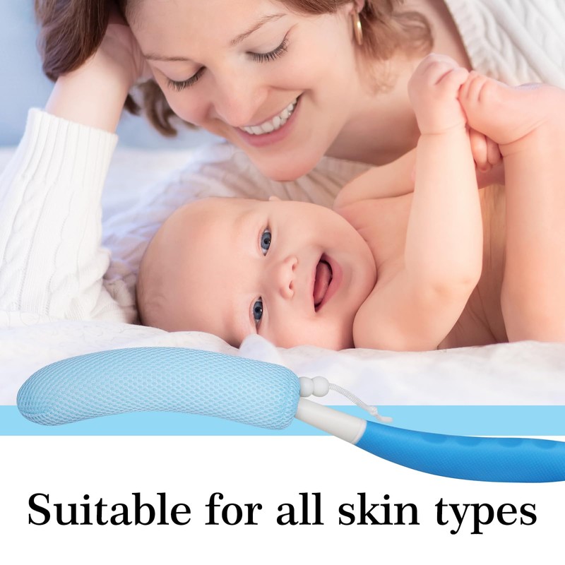 Long Handle Bath Brush, Anti-Slip Curve Handled Bath Body Brush,