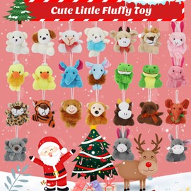 Calendario de Adviento 2025, calendario de cuenta regresiva de Navidad 24 días con mini juguetes de peluche de animales de peluche, decoración de árbol de Navidad, rellenos de calcetines, regalos de