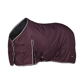 HORZE Glasgow Heavy Weight Waterproof Winter Turnout Horse Blanket (350g Fill) - Eggplant Burgundy/Safari Beige - 72 in