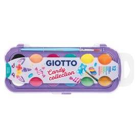 GIOTTO Aquarelli Candy Collection Watercolour Box with 12 Pastel Colours with Brush