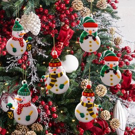 12pcs Mini Snowman Christmas Clay Pendant Ornament Traditional Christmas Tree Decorations Winter Bulk Figurine Family Dolls Hanging Ornaments Gift Holiday Stocking Stuffers Wreath Mantel Garland Decor