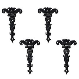 INCREWAY 4pcs Classic Decorative T Hinges, 3.2 inch Heavy Duty Zinc Alloy T-Strap Hinges Antique Shed Door Hinges with Screws (Black)