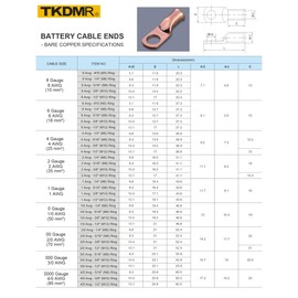 TKDMR 4pcs 1/0 AWG-3/8 Battery Lugs,Heavy Duty Wire Lugs,Ring Terminals,Battery Cable Ends,0 Guage terminals,Battery Terminal Connectors with 10pcs 3:1 Heat Shrink Tubing