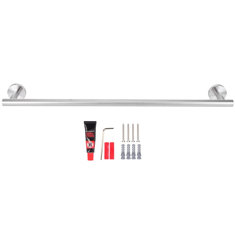 Stainless Steel Single Rod Towel Rack Round Base Bathroom Bedroom