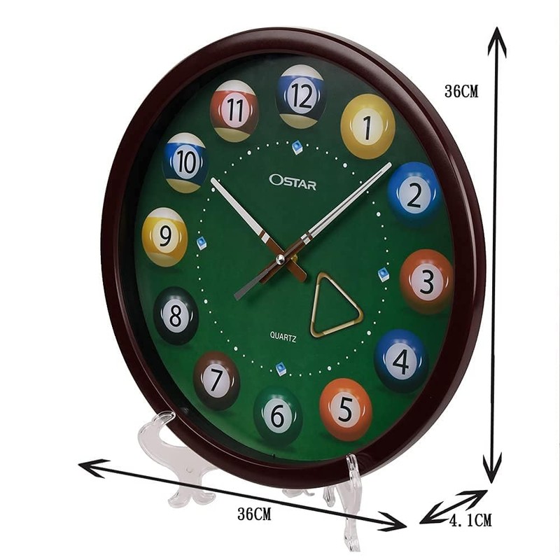 OSTAR Big Large Billiard Pool Ball Wall Clock, Battery Operated,