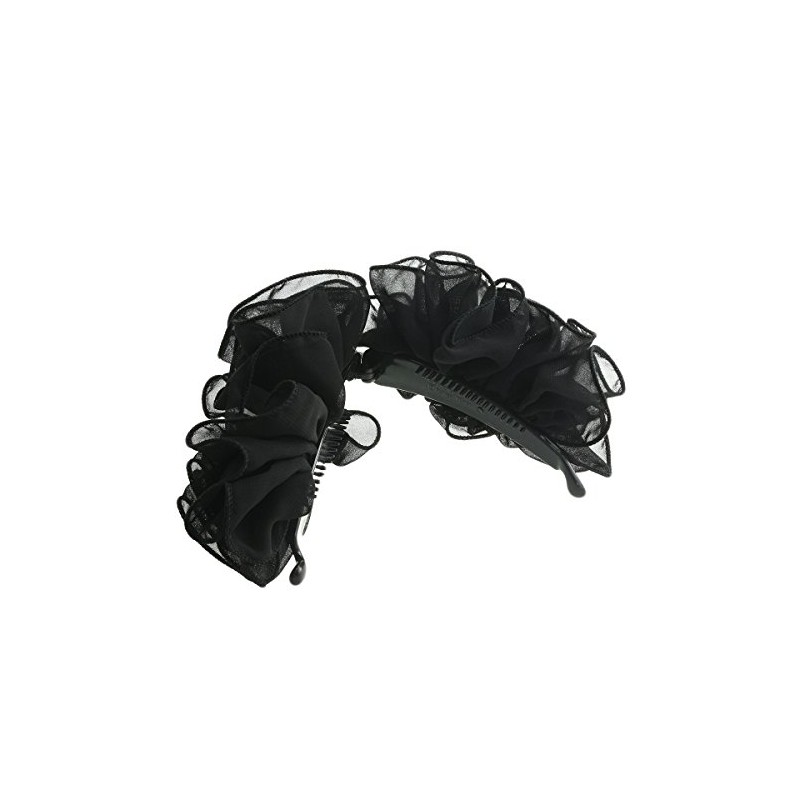 VingTAINE H-24A-BK Fluffy Chiffon Banana Clip, Simple Hair Accessories, Black