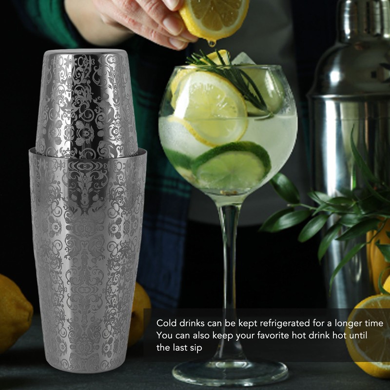 Stainless Steel Cocktail Shaker Engraved Martini Shaker Silver Japanese American
