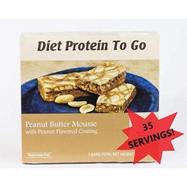 Diet Protein To Go Peanut Butter Mousse Bar - 35 Servings (5 Boxes) - HIGH Protein - Low CARB