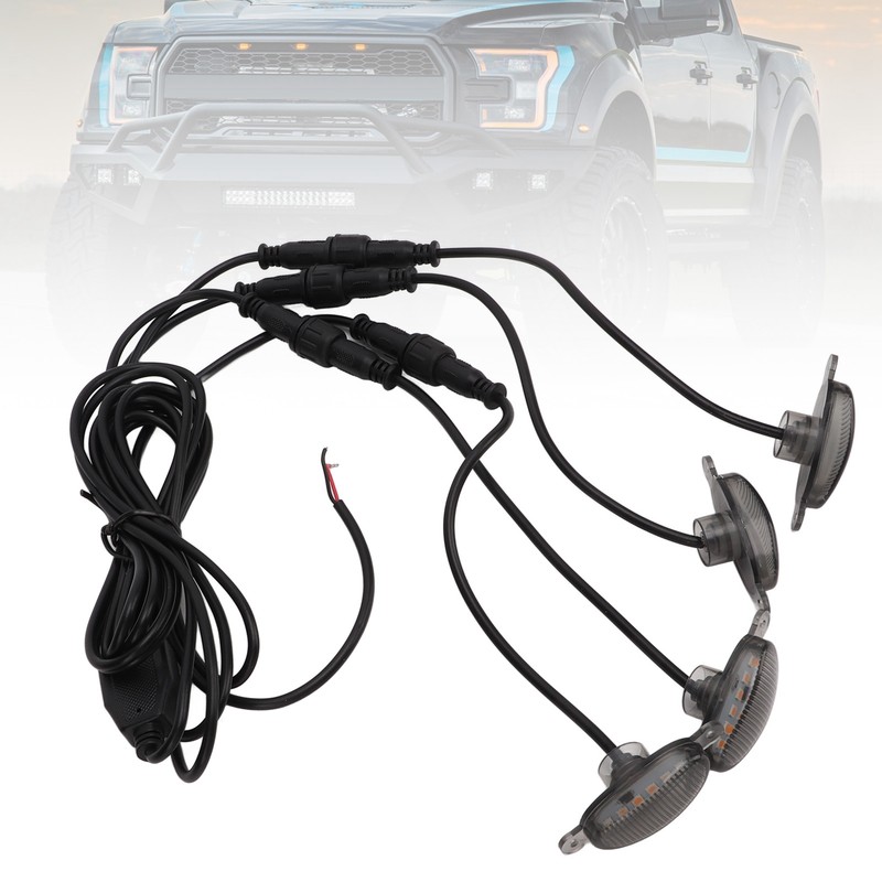 1V4 Smoke Lens Front Grille Driving Lights Amber LED Lamps