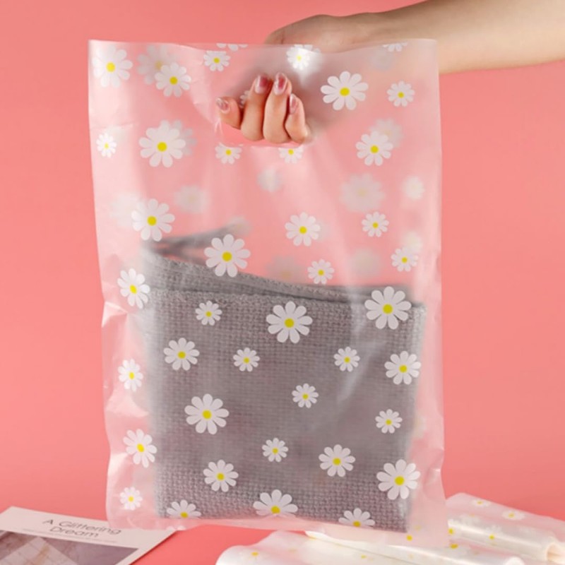 Siawadeky Handbag Daisy Pattern Transparent 50-Piece Set A4 Size Oblong