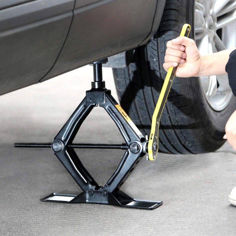 Steel Scissor Jack for Car 1.8 Ton Oversized Base, Portable,