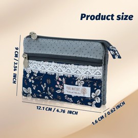 AfitLulu Small Purse Women's Canvas Purse Women's Small 2 Layers Zip Pockets Mini Purse Bohemian Style Mini Wallet for Coins, Cash and Cards, Blume-a, Bohemian style