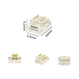 Clearhill 5mm 2 Pin 20 Light Strip Connector, Press-In Assembly, Ultra-Thin, Single Color 5V/12V/24V Light Strip Connector Transparent Terminal, Secure Connection