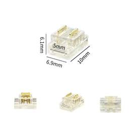 Clearhill 5mm 2 Pin 20 Light Strip Connector, Press-In Assembly, Ultra-Thin, Single Color 5V/12V/24V Light Strip Connector Transparent Terminal, Secure Connection