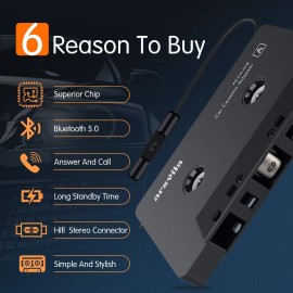 Arsvita Car Audio Bluetooth Cassette Receiver, Tape Player Bluetooth 5