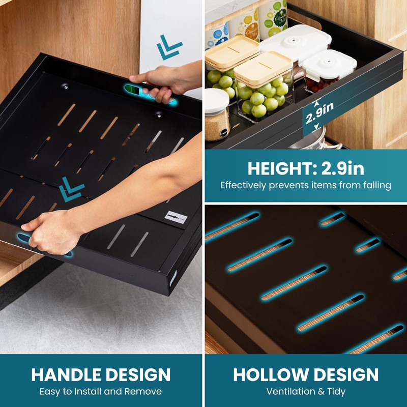 TAILI 2Pack Expandable Pull Out Cabinet Organizer, Adjustable Width 12.05"-20.4",