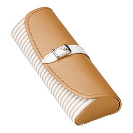 Meigan 22167 Belt, Stylish, Leather, Faux Leather, Glasses Case, Brown, Compact, Semi Hard