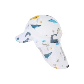 Sterntaler Unisex Children's Peaked Cap Neck Protection Dinos Children's Hat, ecru