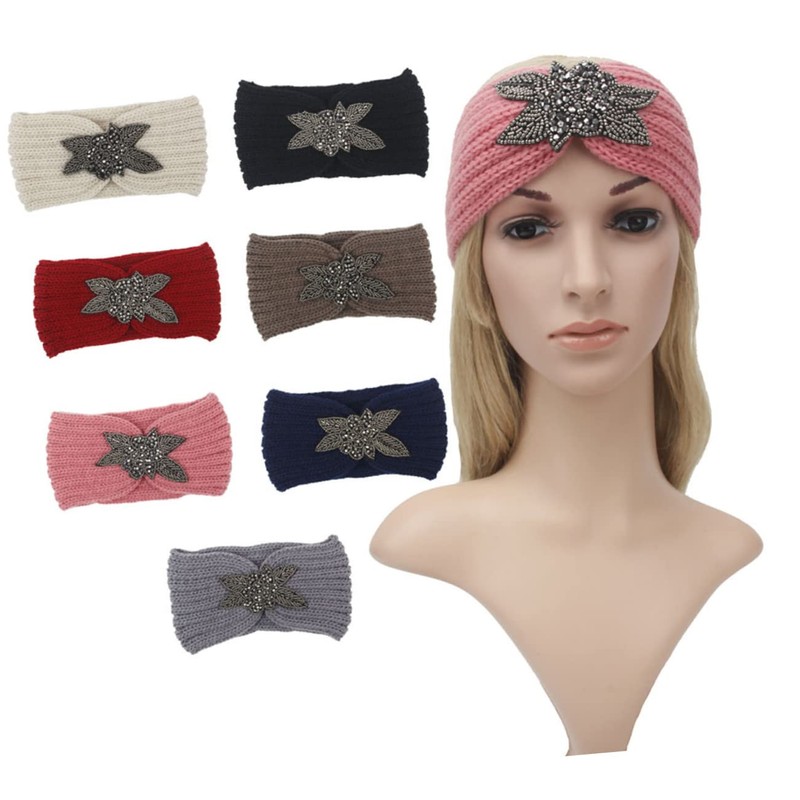 IWOWHERO Woolen Yarn Headband for Women and Girls Simple Flower