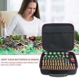 Glamgen Battery Organizer/Battery case organizerwith Tester (BT168), Battery Storage case Holds 126 Batteries Various Sizes AAA AA C D 9V Lithium 3V, Batteries Holder Organizer (Battery Not Included)