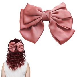 scicent Girls Hair Bows Plain Satin Bow Hair Clip Cute Soft Hair Bowknots for Women Silky Big Bowknot Hair Clips Solid Color Hair Barrette Clips for Ladies Hair Accessories - 28111