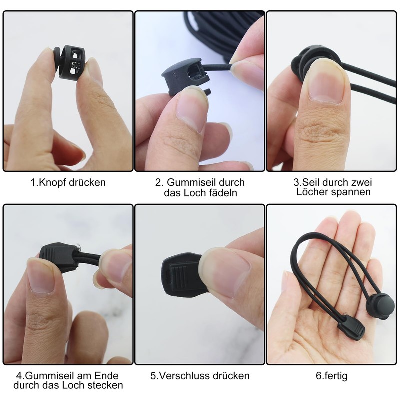1 Stück Schwarz Elastische Schnur,Elastische Gummischnur Runde Dehnbare Schnur Mit