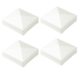 Zadery White 4 Packs 3.5" Pyramid Fence Post Caps, PVC Vinyl Post Top Covers, Waterproof & Decorative for Decks, Fences, Mailboxes, Lamps & Docks