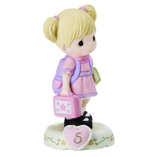 Precious Moments 152011 Growing In Grace, Age 5 Girl Bisque Porcelain Figurine Blonde