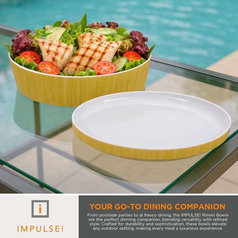 IMPULSE! Rimini Medium Bamboo Bowl - Dual-Purpose Lid/Plate, Dishwasher Safe,