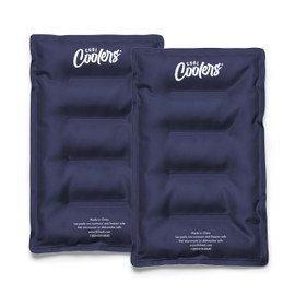 Cool Coolers by Fit & Fresh 2 Pack XL Soft Ice Packs for Cooler, Flexible Stretch Nylon, Lunch Box Ice Packs, Large Reusable Freezer Packs, Navy Blue