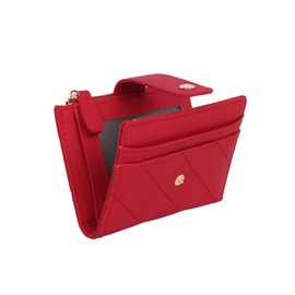 Zercart Small Purses for Women PU Leather Wallet, Double Fold Women Wallets with ID Window, Cards,Cash Slots Zipper Coin Purse Blocking Ladies Wallets-Red